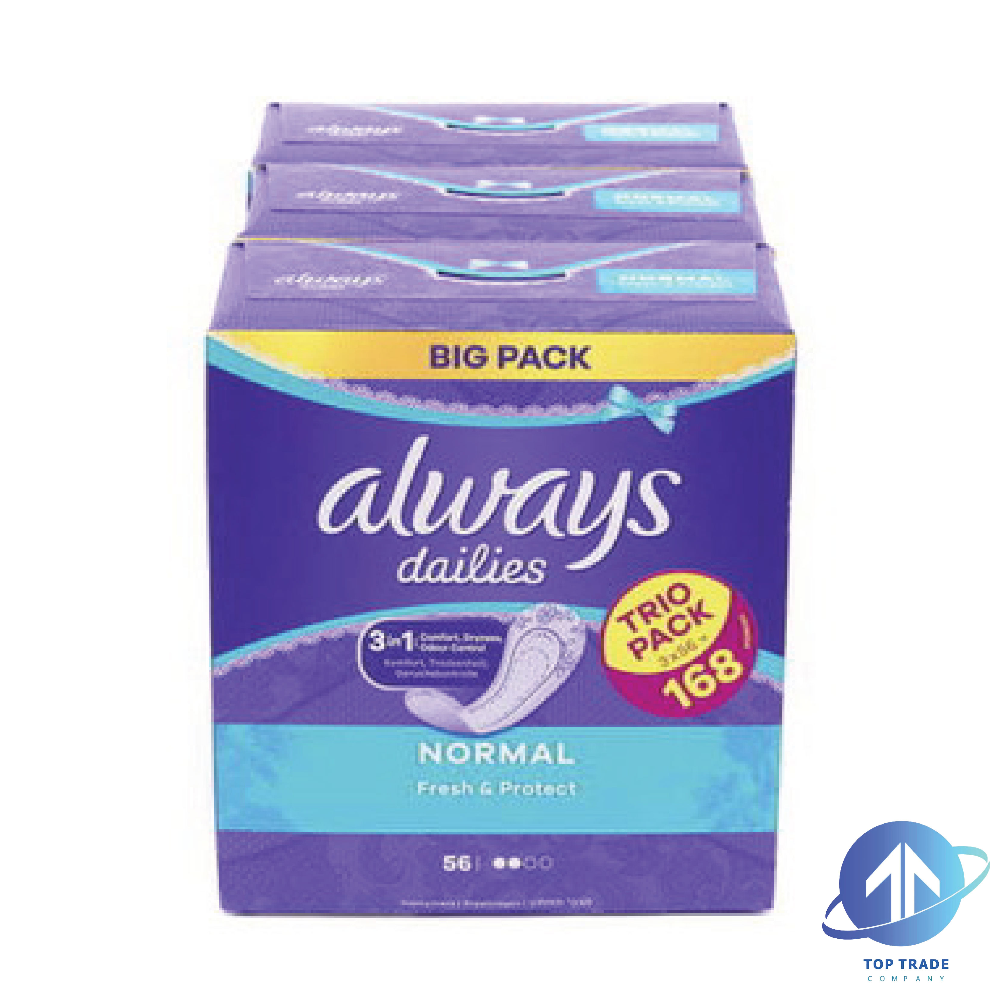 Always Dailies Fresh & Protect sanitary napkin Normal 3-pack 56pcs